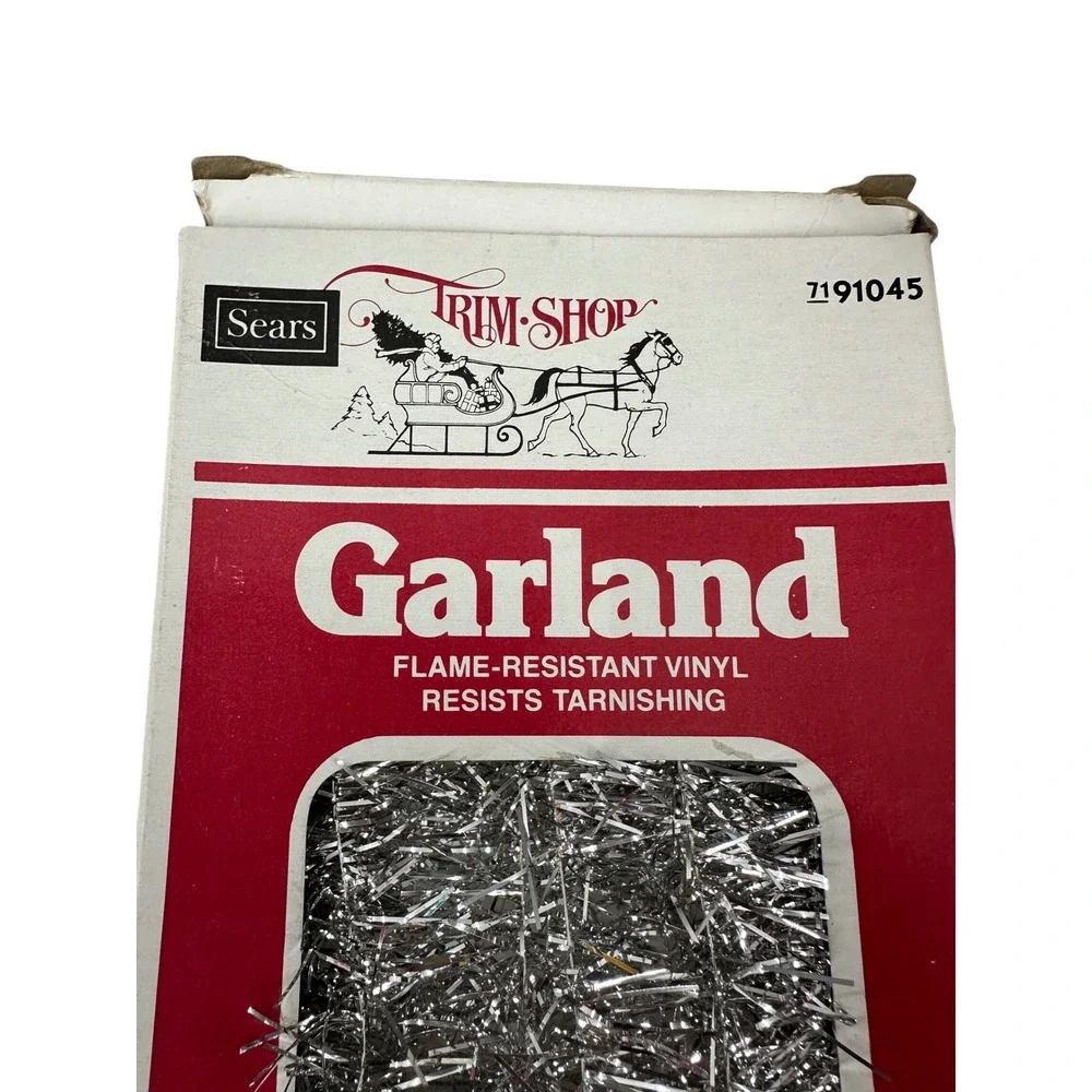 2 Boxes Vintage Sears Trim Shop Silver Garland Tinsel 15 Ft Long Nostalgia